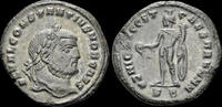 Roman follis Constantius I Chlorus, as Caesar, silvered follis Genius standing front -