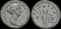 Roman dupondius Faustina II, Augusta AE dupondius Pudicitia standing left -