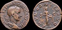 Roman sestertius Gordian III AE sestertius Abundantia standing right -