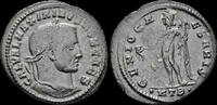 Roman follis Maximinus II Daia , as Caesar AE follis Genius pouring libation from patera -