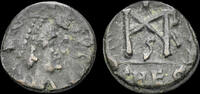 Roman AE nummus Marcian AE nummus monogram in wreath -
