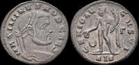 Roman follis Maximinus II Daia, as Caesar AE follis Genius standing left -