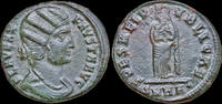 Roman follis Fausta ,Augusta AE follis Spes standing facing -