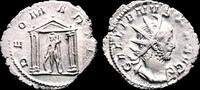 Roman antoninianus Gallienus AR antoninianus Mars standing left in temple -