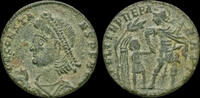 Roman AE follis Constans AE follis soldier advancing right -
