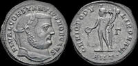 Roman follis Constantius I Chlorus, as Caesar, silvered follis Genius standing front -
