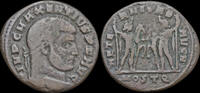 Roman follis Maxentius AE follis Castor and Pollux facing one another -