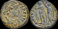 Roman AE follis Honorius AE follis emperor standing to left -