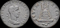 AE29 247-249AD Commagene Commagene Zeugma Philip II AE29 tetrastyle temple of Zeus VF+