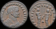 Roman radiate Maximianus Herculius AE post reform Providentia extending hand to Quies -