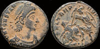 Roman centenionallis Constantius II AE centionallis soldier spearing falling horseman -