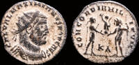 Roman AE antoninianus Maximianus Herculius AE antoninianus Jupiter presents Victory on globe -