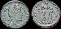 Roman AE3 Theodosius I AE18 Constantinopolis seated left -