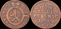 Germany 1 pfennig Germany Hessen-Darmstadt Ludwig IX 1 pfennig (zollpfennig) 1777RF -