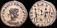 Roman AE antoninianus Carinus AE antoninianus Carinus receiving Victory on globe from Jupiter -