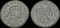Roman AE follis Crispus, as Caesar AE follis two victories facing each other -