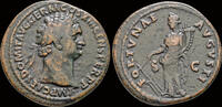 Roman AE As Domitian AE As Fortuna standing left -