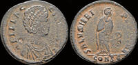 Roman AE follis Aelia Flaccilla AE follis empress standing facing -