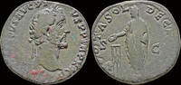 Roman sestertius Antoninus Pius AE sestertius Antoninus Pius standing left -