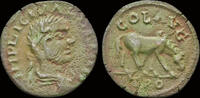 Troas As Troas Alexandria Valerian AE As horse grazing right -