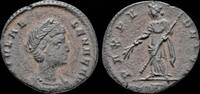 Roman AE nummus Helena, Augusta AE nummus Pax standing left -