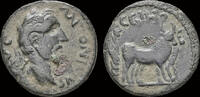 Mysia AE16 Mysia Parium Antoninus Pius AE priest and two oxen -