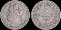 Belgium Leopold I 5 frank 1844-pos A VF+