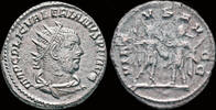 Roman 253-260AD Valerian I AR antoninianus two emperors standing face to face VF+