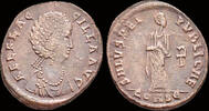 Roman AE follis Aelia Flaccilla, Augusta AE follis empress standing facing -