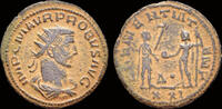 Roman AE antoninianus Probus AE antoninianus emperor receiving Victory on globe from Jupiter -