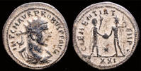 Roman antoninianus Probus billon antoninianus emperor receiving Victory on globe from Jupiter -