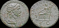 Roman dupondius Trajan AE dupondius Fortuna seated left -