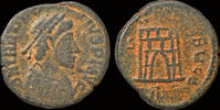 Roman AE nummus Valentinian II AE nummus campgate -