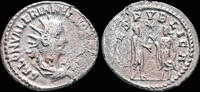 Roman antoninianus Saloninus, as Caesar, AR antoninianus Saloninus standing right facing Spes -