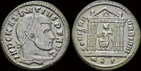 Roman follis Maxentius AE follis Roma in hexastyle temple -