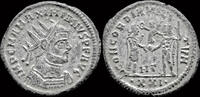 Roman antoninianus Maximianus Herculius AE silvered antoninianus Jupiter presents Victory on globe -