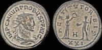 Roman antoninianus Probus AE antoninianus female figure presenting wreath to emperor -