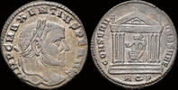 Roman follis Maxentius AE follis Roma in hexastyle temple -