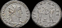 Roman antoninianus Numerian AE antoninianus emperor receiving Victory on globe from Jupiter -