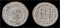 Roman antoninianus Maximian silvered antoninianus emperor standing right -
