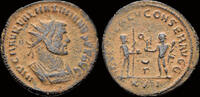 Roman radiatus Maximianus Herculius, first reign AE radiatus Jupiter facing Hercules -
