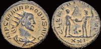 Roman silvered antoninianus Probus AE antoninianus emperor receiving Victory from Jupiter -