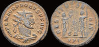 Roman antoninianus Probus AE antoninianus female figure presenting wreath to emperor -