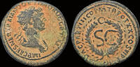 Roman AE As Trajan AE As S C in wreath-Rare! -