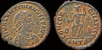 Roman AE follis Valentinian II AE follis Roma seated on throne -