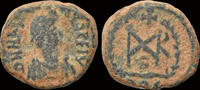 Roman AE nummus Marcian AE nummus monogram in wreath -