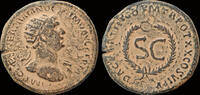 Roman AE As Trajan AE As S C in wreath-Rare! -