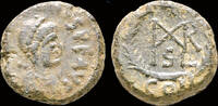 Roman AE nummus Marcian AE nummus monogram in wreath -