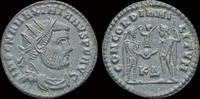 Roman radiatus Maximianus Herculius AE radiatus Jupiter presents Victory on globe -