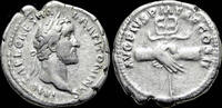 Roman denarius Antoninus Pius AR denarius clasped hands over winged caduceus -